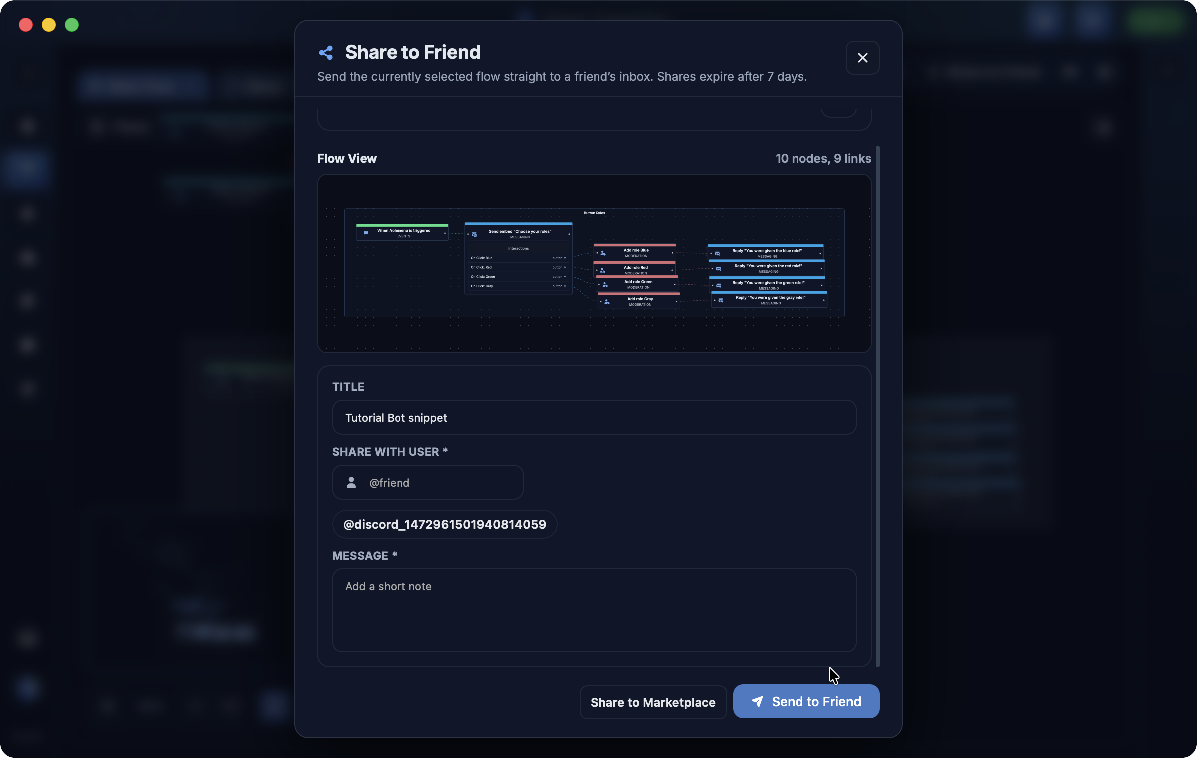 Send flows to friends preview